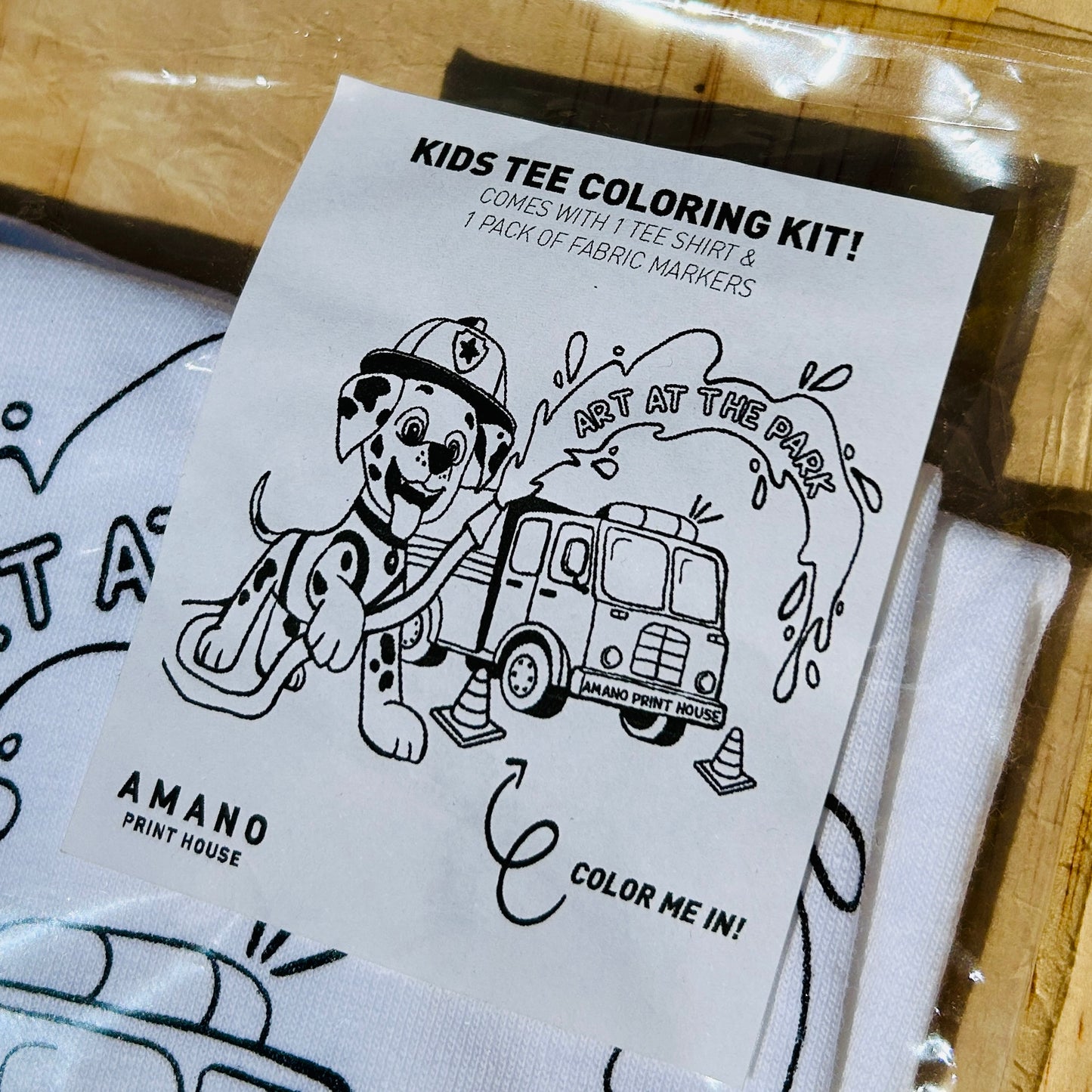 Dalmatian Firefighter Kids Tee Coloring Kit