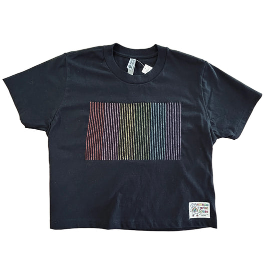 Embroidered Pride Cropped Tee (Black)