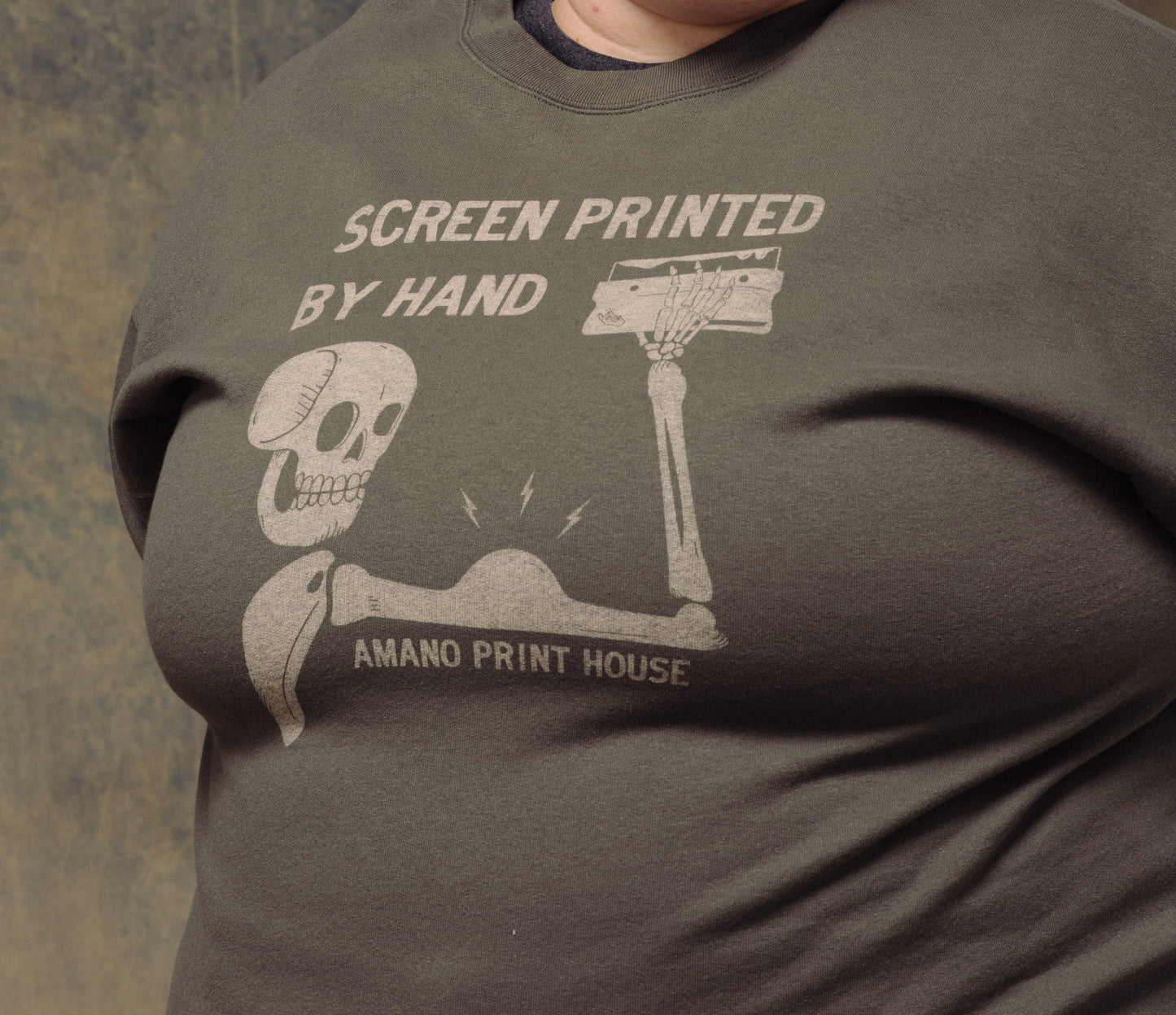 Printed By Hand Skeleton Crewneck Sweatshirt