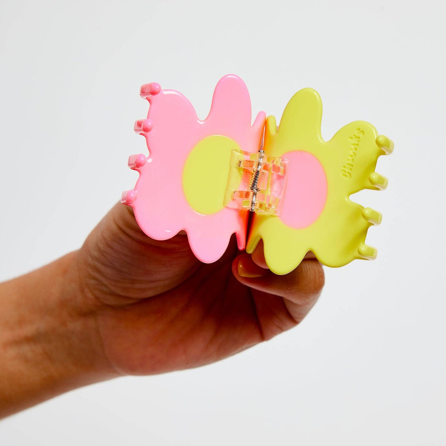 Flower Claw in Yellow + Pink