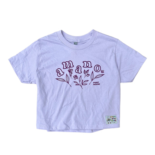 Purple Cropped Floral Tee