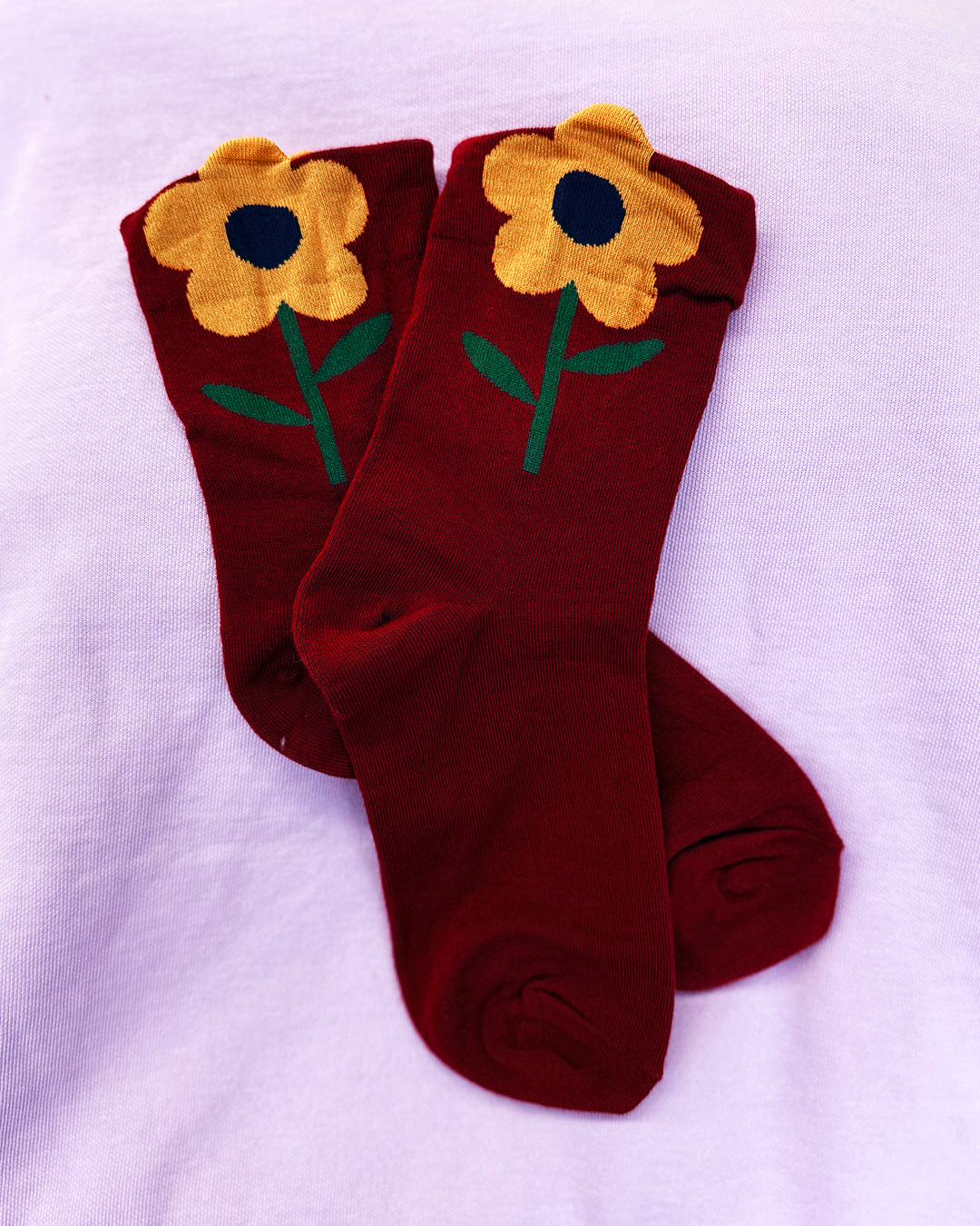Blooming Gold Flower Crew Socks