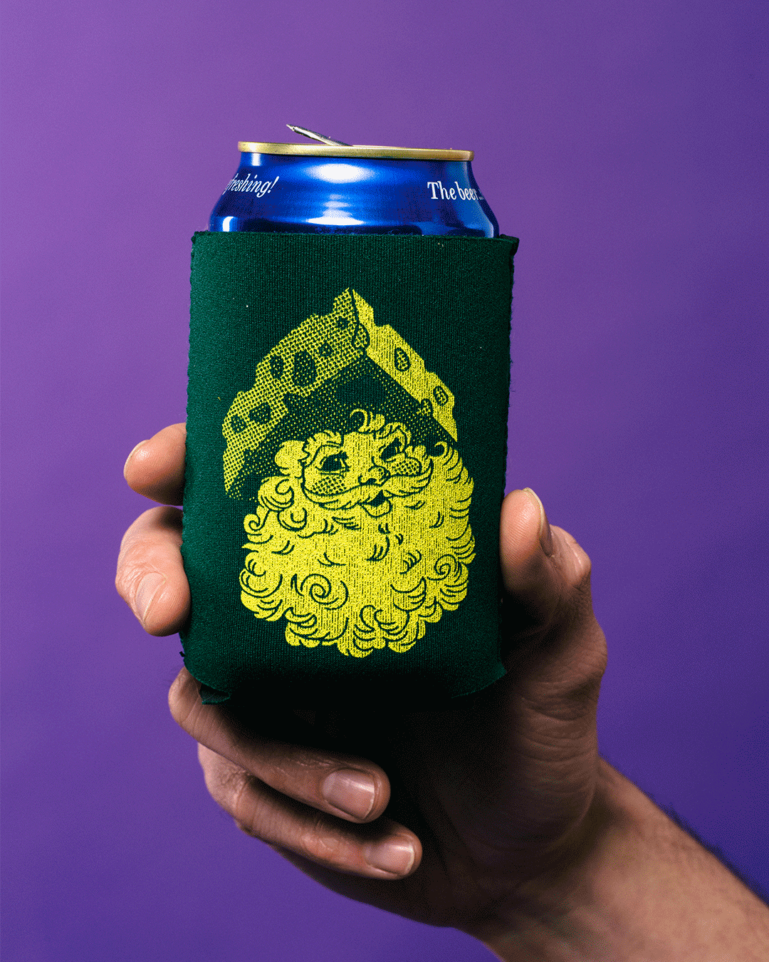 Cheesehead Santa Koozie