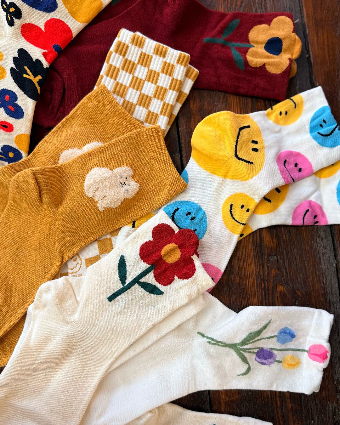 Gold Checker Crew Socks