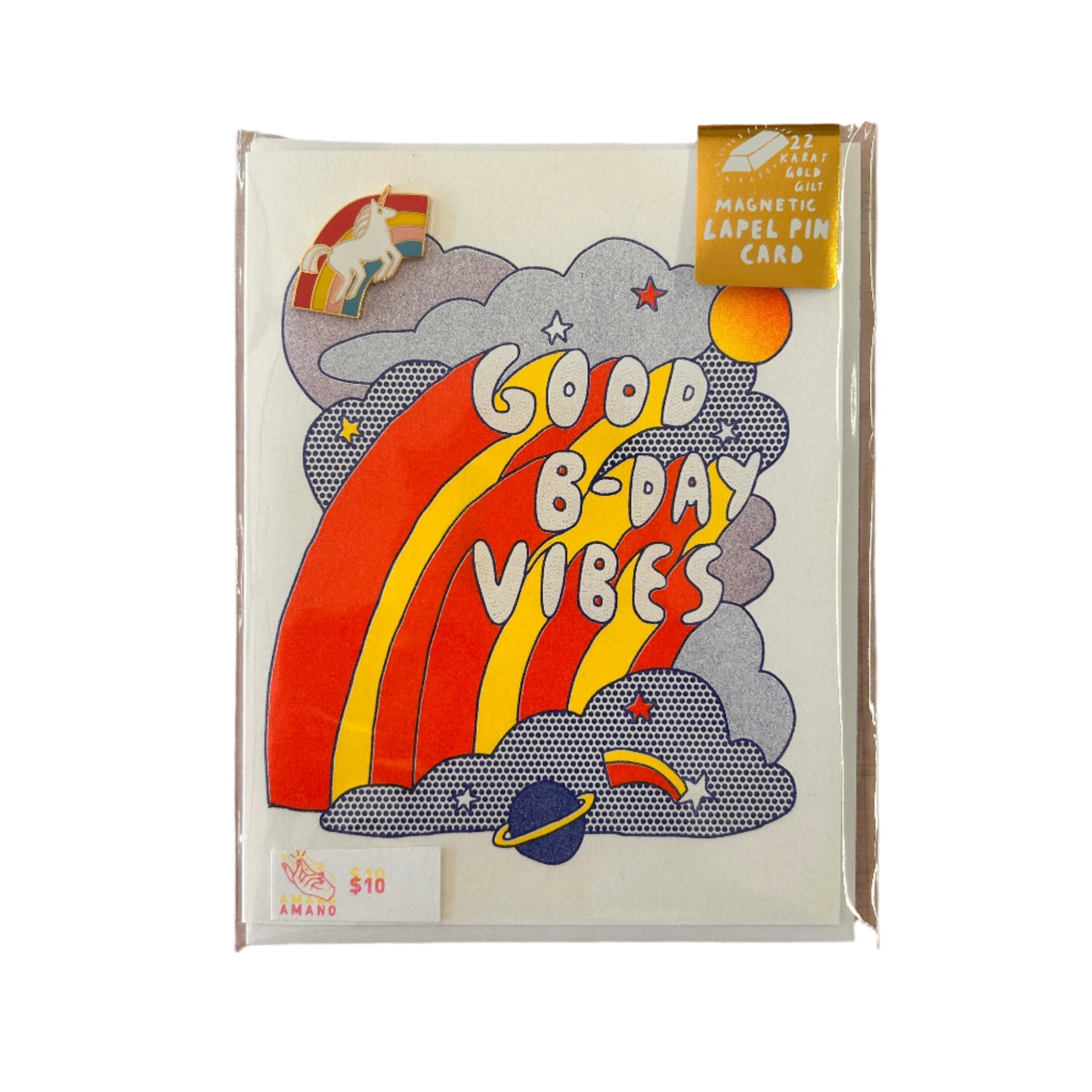 Good B-day Vibes Risograph Card w/ Magnetic Lapel