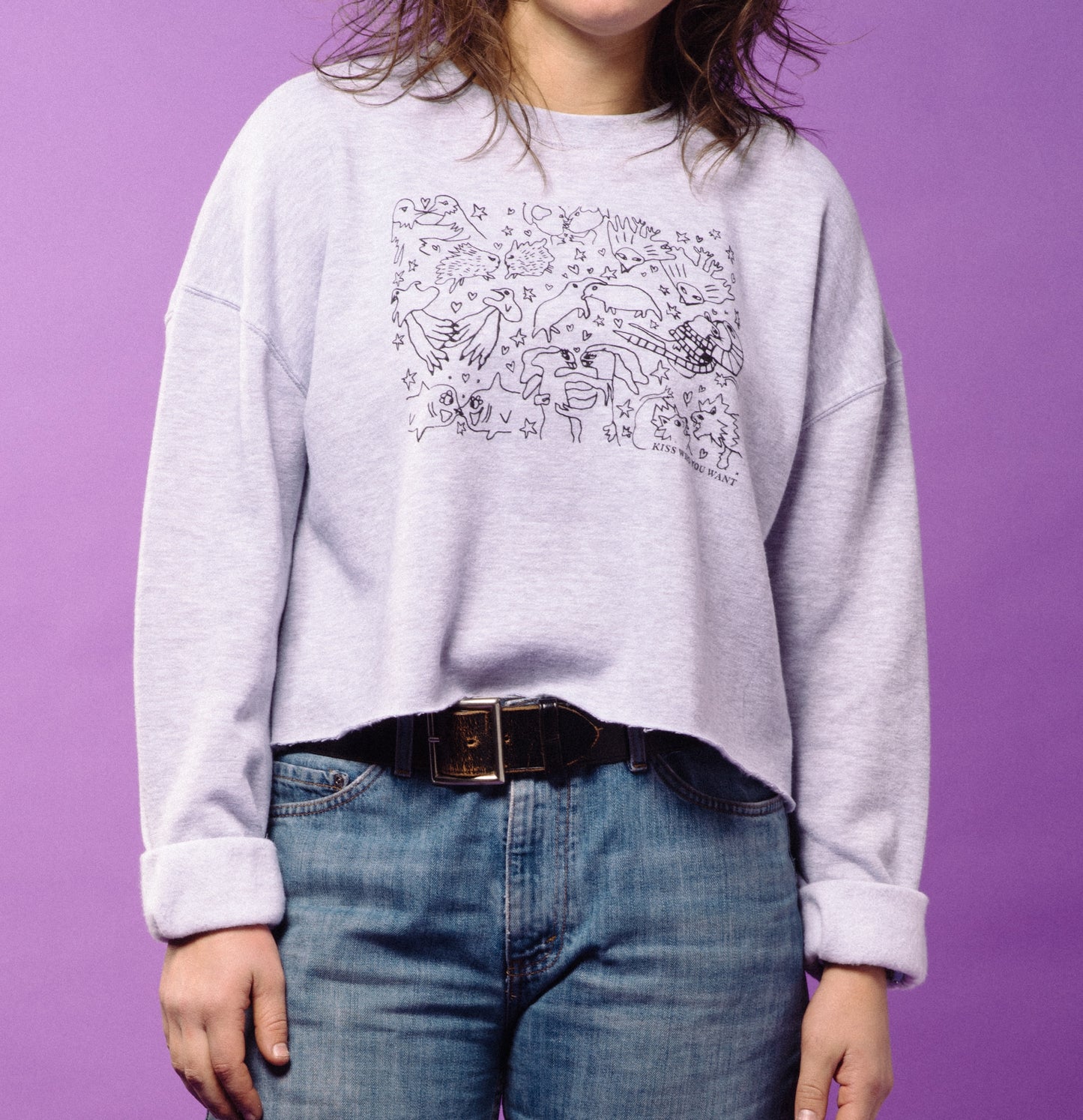 Kiss Who You Want Cropped Sweatshirt
