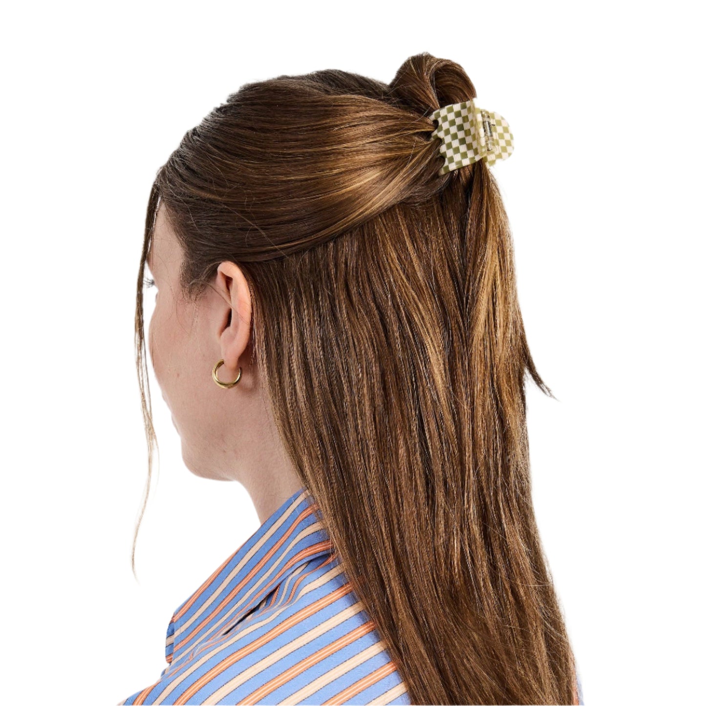 Midi Ursa Claw in Olive Check