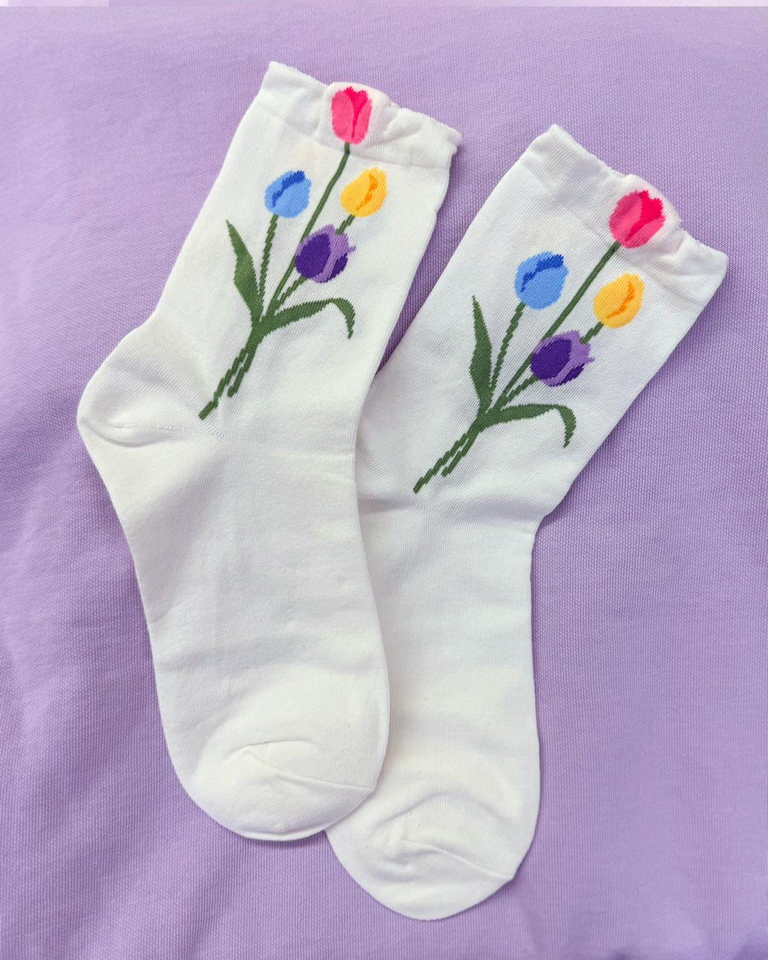 Tulip Flower Crew Socks